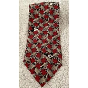 Disney Mickey Mouse‎ Head Tie Mickey Inc.  Silk Burgundy Tan Blue